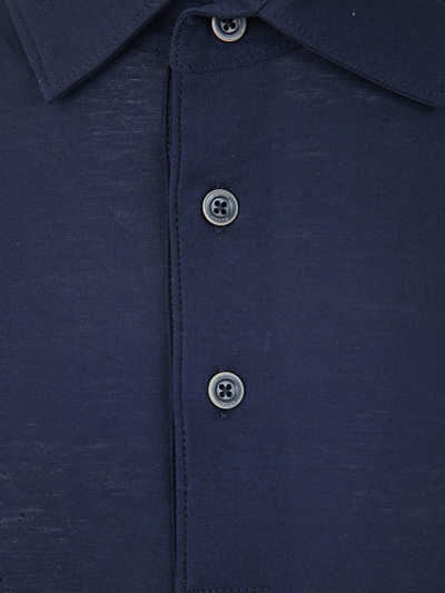 Shop Herno Crepe Polo In Navy Blue