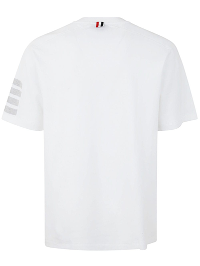 Shop Thom Browne Short Sleeve Tee With 4 Bar Stripe In Milano Cotton In White