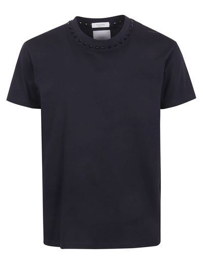 Shop Valentino T-shirt Jersey Rockstud Untitled In Navy