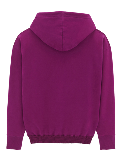 Saint Laurent Cotton Sweatshirt With Hood And Kangaroo Pocket In Fuchsia