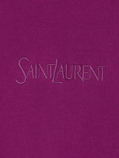 Saint Laurent Cotton Sweatshirt With Hood And Kangaroo Pocket In Fuchsia