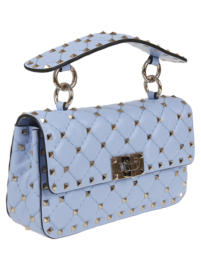 Shop Valentino Small Shoulder Bag Rockstud Spike In Zqw Popeline Blue