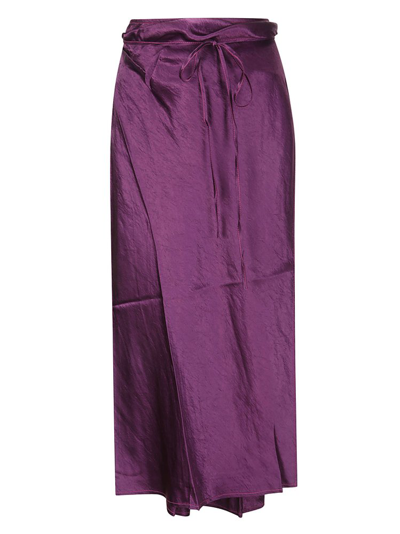 Shop Acne Studios Wrap Midi Skirt In Purple