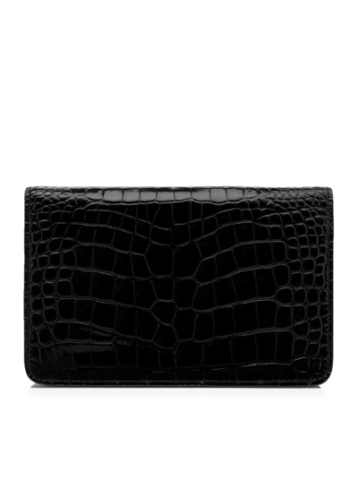 Shop Tom Ford Shiny Stamped Croc Small Shoulder Bag In Black