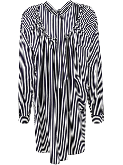 Shop Mantù Long Striped Shirt In White Blue