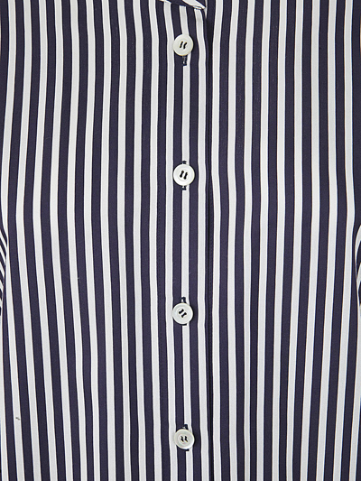 Shop Mantù Long Striped Shirt In White Blue