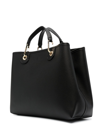 Shop Emporio Armani Shopping Bag In Black Silver