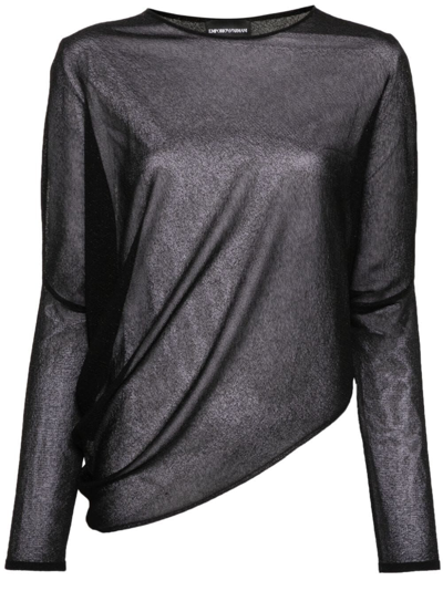Shop Emporio Armani Long Sleeves Asymmetric Sweater In Black