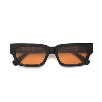 Shop Retrosuperfuture Roma Refined Black Sunglasses In Nero