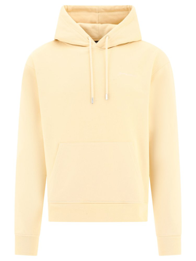 Shop Jacquemus Logo Embroidered Drawstring Hoodie In Beige