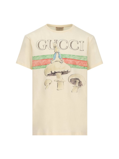 Shop Gucci Kids X Peter Rabbit™ Printed Jersey T In Beige
