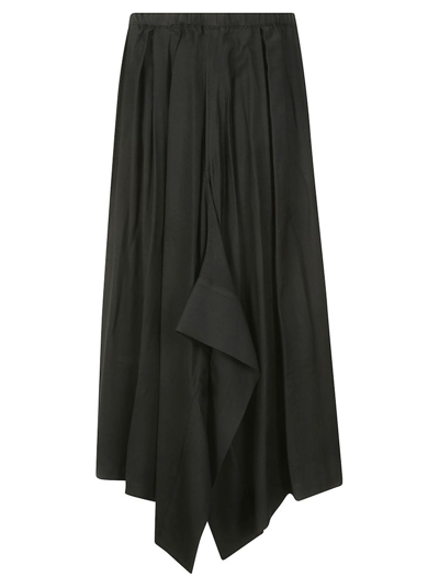 Shop Yohji Yamamoto Elasticated Waistband Skirt In Black