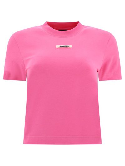 Shop Jacquemus Grosgrain Logo T In Pink