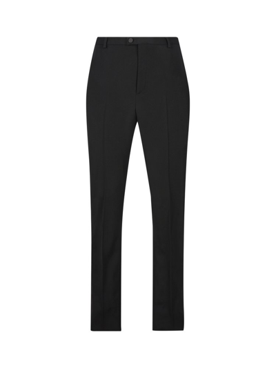 Shop Saint Laurent High Waist Tuxedo Trousers In Black