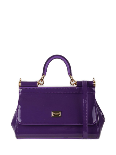 Shop Dolce & Gabbana Sicily Foldover Small Tote Bag In Purple