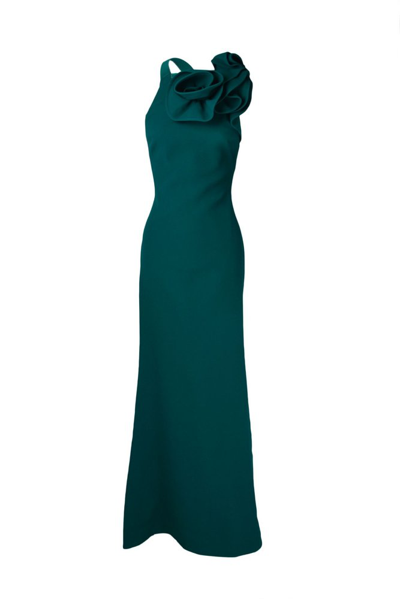 Shop Elie Saab Ruffled Sleeveless Dress In Green