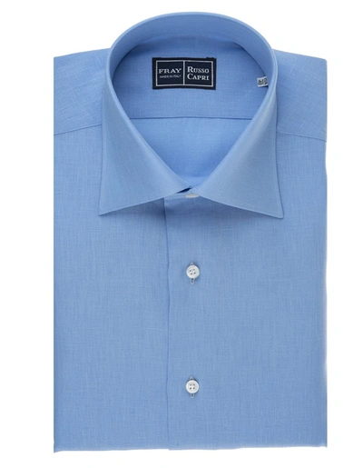 Shop Fray Regular Fit Shirt In Azure Linen In Clear Blue