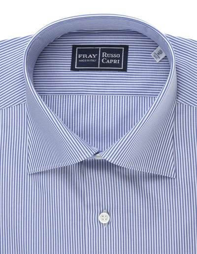 Shop Fray Regular Fit Shirt With Light And White Stripes In Blue