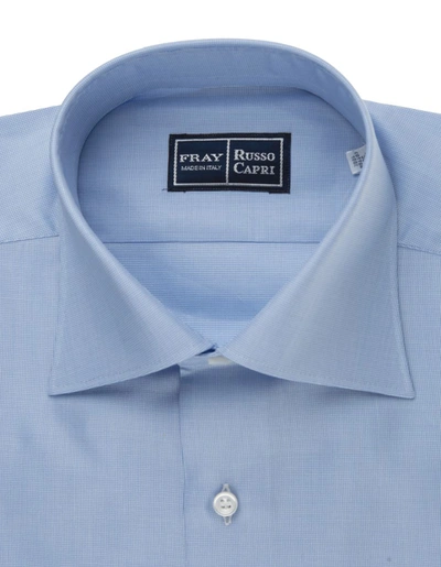 Shop Fray Regular Fit Shirt In Light Oxford Cotton In Blue