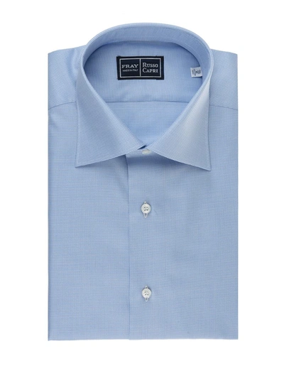 Shop Fray Regular Fit Shirt In White And Light Oxford Cotton In Blue