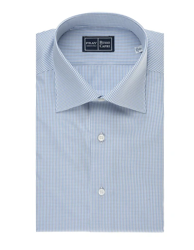 Shop Fray White And Regular Fit Shirt With Micro Checks In Blue