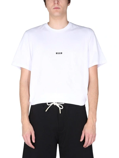 Shop Msgm Lettering Logo Print T-shirt In White