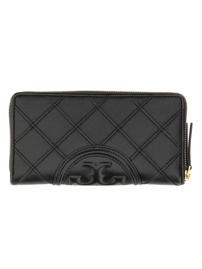 Tory Burch Fleming Zip Continental Wallet In Black