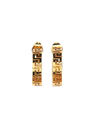 Shop Versace Greek Earrings In Gold