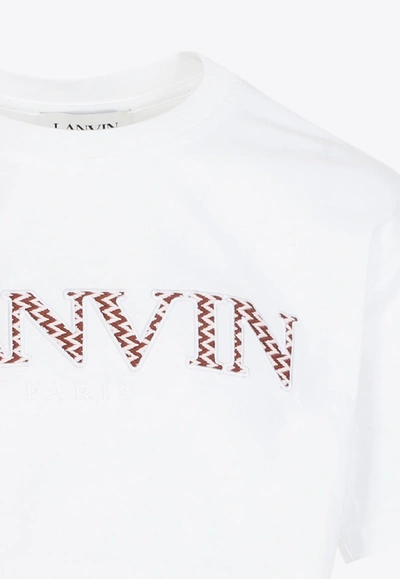 Shop Lanvin Curb Embroidered Cropped T-shirt In White
