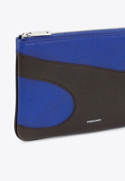 FERRAGAMO CUT-OUT LEATHER POUCH 