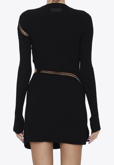 Shop Attico Cut-out Sleeved Mini Dress In Black