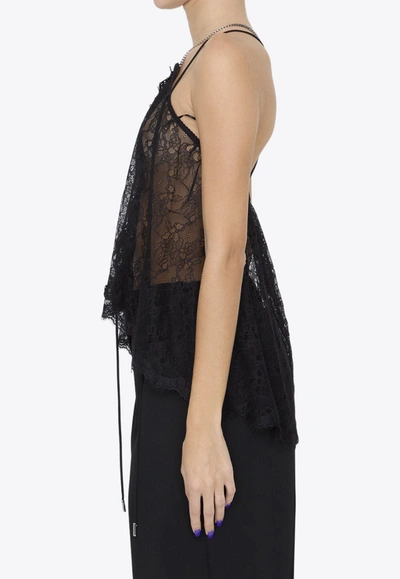 Shop Attico Cut-out Sleeveless Lace Top In Black