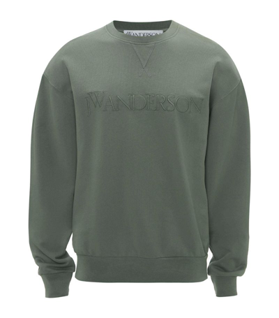 Shop Jw Anderson Embroidered Logo Sweatshirt In Green