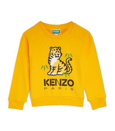 Shop Kenzo Cotton Tiger Sweatshirt (2-14 Years) In Yellow