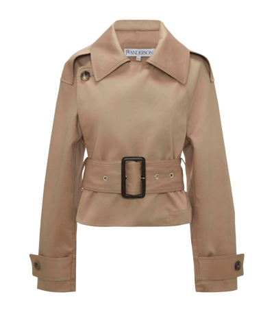 Shop Jw Anderson Cropped Trench Jacket In Neutrals
