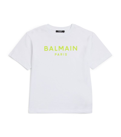 Shop Balmain Kids Logo T-shirt (4-14 Years) In White