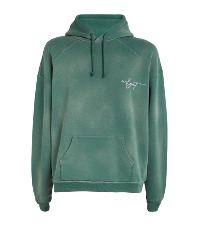 Shop Whyat Washed-effect Embroidered Logo Hoodie In Green