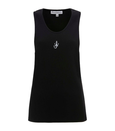 Shop Jw Anderson Embroidered Logo Tank Top In Black