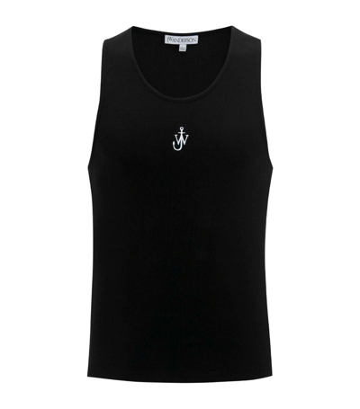 Shop Jw Anderson Embroidered Logo Tank Top In Black