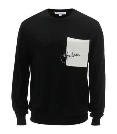 Shop Jw Anderson Embroidered Signature Sweater In Black