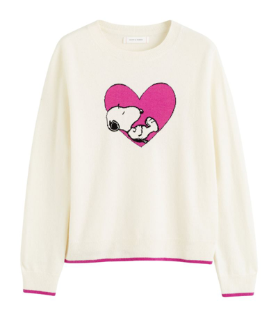 Shop Chinti & Parker Snoopy Heart Sweater In Neutrals