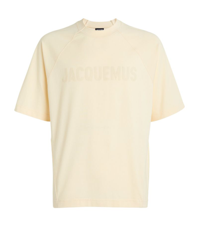 Shop Jacquemus Cotton-blend Logo T-shirt In Beige