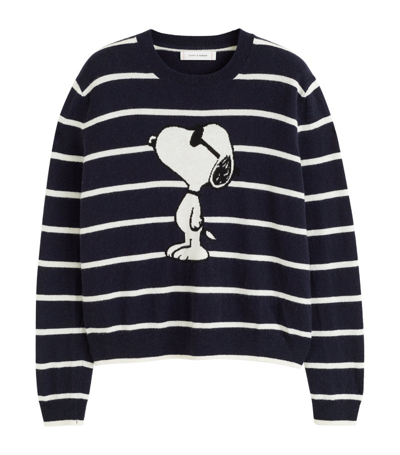 Shop Chinti & Parker Breton Striped Snoopy Sweater In Black