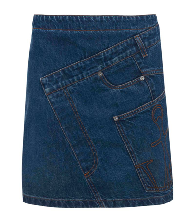 Shop Jw Anderson Denim Twist Mini Skirt In Blue