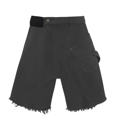 Shop Jw Anderson Twisted Workwear Shorts In Grey