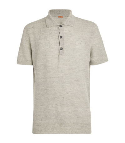 Shop Barena Venezia Linen-cotton Polo Shirt In Grey