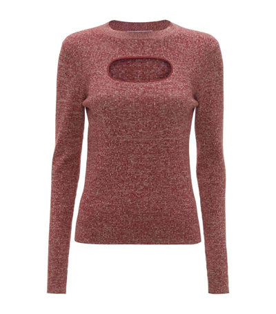 Shop Jw Anderson Knitted Cut-out Sweater In Pink