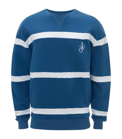 Shop Jw Anderson Cotton Striped Sweatshirt In Blue
