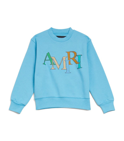 Shop Amiri Staggered Logo Sweatshirt (4-12 Years) In Blue