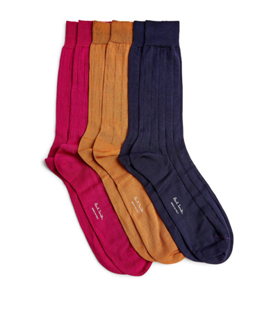 Shop Paul Smith Cotton-blend Socks (pack Of 3) In Multi